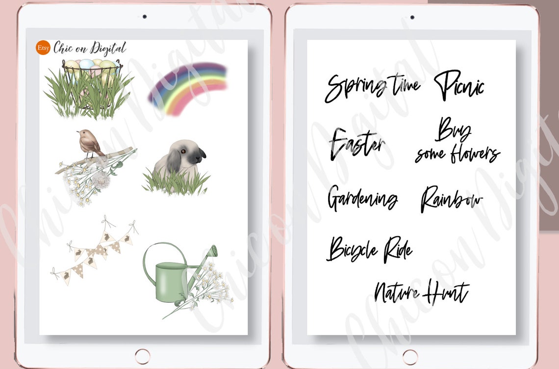SPRING BUCKET Goodnotes Stickers Gardening Stickers Easter Etsy