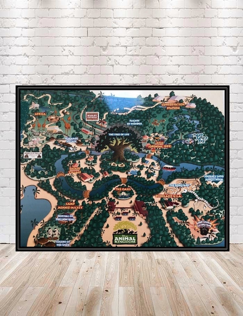 Animal Kingdom Map Poster Original Animal Kingdom Map 1998 map | Etsy