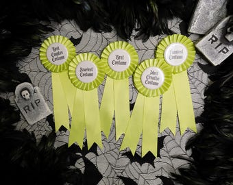 Halloween Costume Contest Awards - Set of 5 Satin Award Ribbons