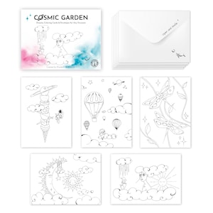 Cartões e envelopes para colorir sonhadores para todas as ocasiões, conjunto de papelaria, colorir para adultos, cartões de aniversário criativos, cartão de Natal