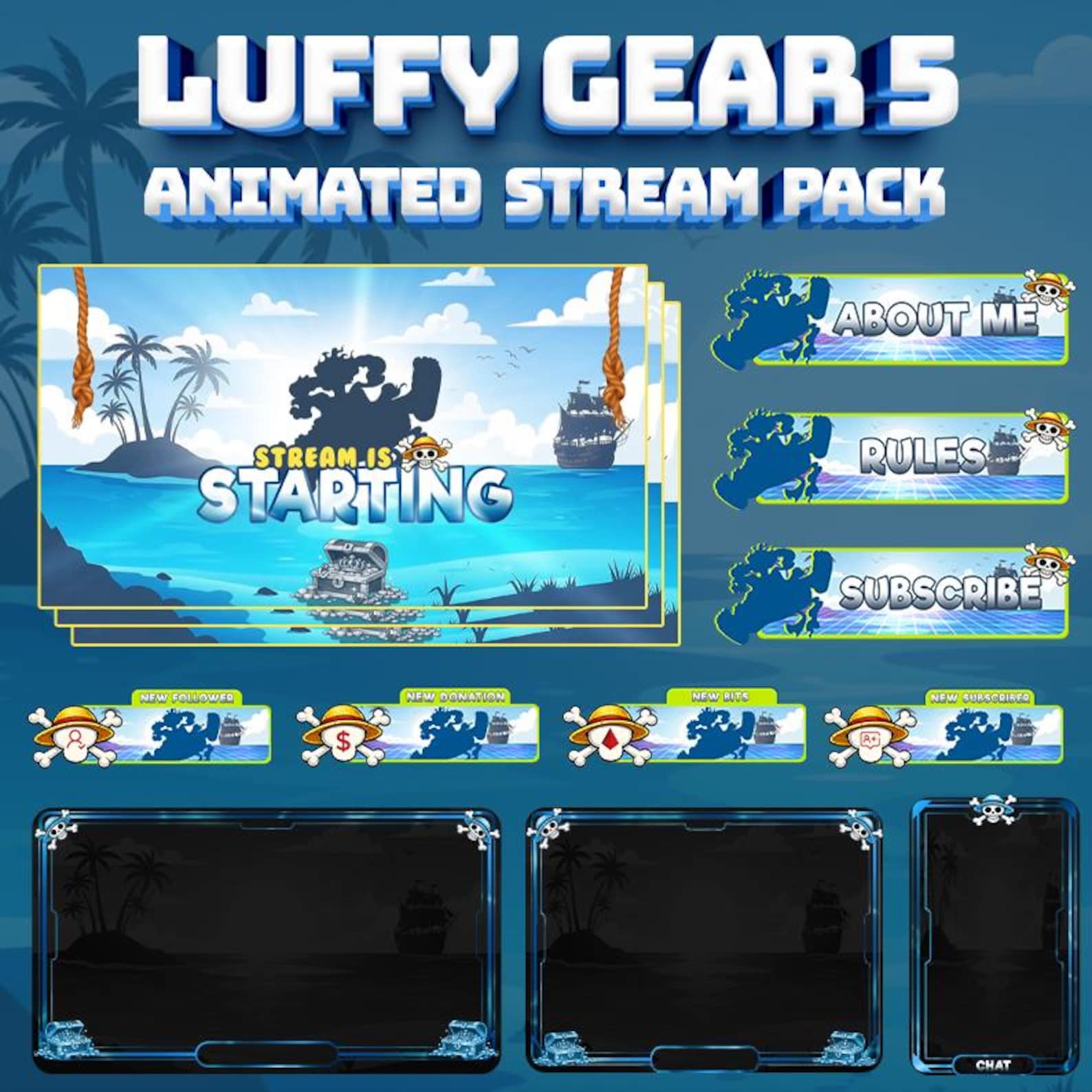 Stream Overlay & Twitch Panels – Pirate Anime-inspired Layout ...