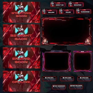 Valorant Stream Pack - Sage Animated Twitch overlays / Valorant layout / Customize / Red Black Theme / Sage ingame