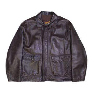 Stewart Padded Leather Jacket - Made in Italy - Size Large/X-Large - Vintage 90s