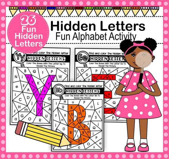 HIDDEN Lettersfun Coloring Alphabet Worksheets for - Etsy