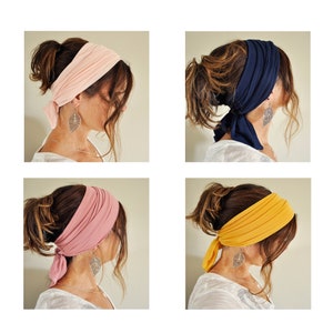 Extra Long Super Soft Stretchy Headscarves * Soft Jersey Self Tie Headscarf * Gentle Stretch Headband * Multiway Headband * Hair Accessories
