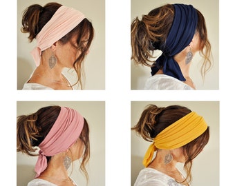 Extra Long Super Soft Stretchy Headscarves * Soft Jersey Self Tie Headscarf * Gentle Stretch Headband * Multiway Headband * Hair Accessories