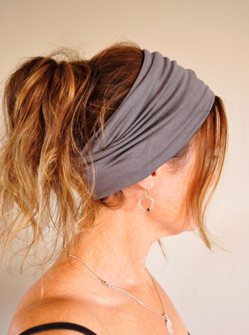 Wide Stretchy Headbands * 18 Colours * Supersoft Jersey Stretch Headband * Extra Wide Headband * Hippie Hairband * Hair Accessories * Yoga Warm Grey