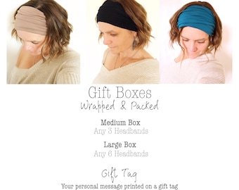 Wide Stretchy Headbands GIFT BOX * Supersoft Jersey Stretch Headband * Headband Gift Set * Hippie Headband * Hair Accessories * Yoga Gift