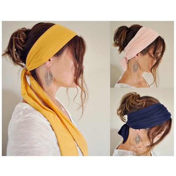 Extra Long Super Soft Stretchy Headscarves * Soft Jersey Self Tie Headscarf * Gentle Stretch Headband * Multiway Headband * Hair Accessories