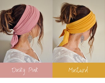 Extra Long Super Soft Stretchy Headscarves * Soft Jersey Self Tie Headscarf * Gentle Stretch Headband * Multiway Headband * Hair Accessories