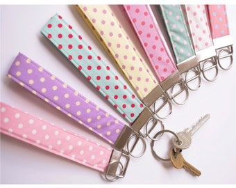 Spotty Fabric Wristlet * Key Fobs * Key Rings * Keychains * Birthday Gift * VSCO * Back to School * Zip Pull * Bottle Carrier