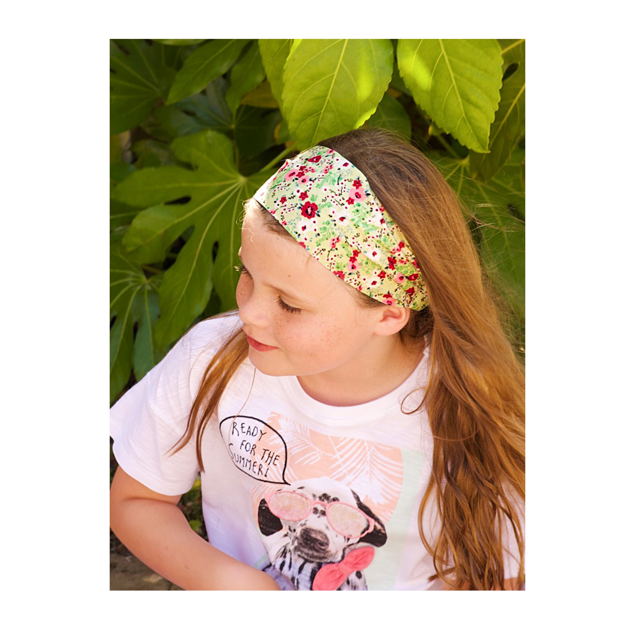 Bandeau Cheveux Noué En Coton Pour Fille 5 à 8 Ans - Motif Cœur Rose - Fabriqué En France - Neuf Sans Étiquette