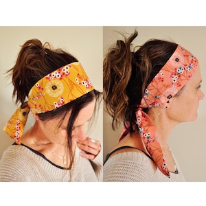 Long Floral Print Headscarves * 100% Cotton Hair Scarf * Self Tie Headscarf * Long Bandana Hair Tie* Boho Hair Accessories * Floral Headband