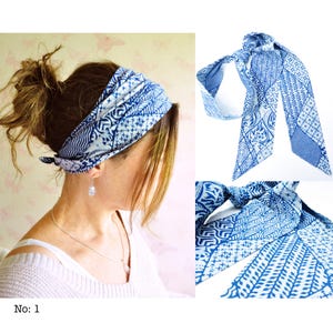 Extra Long Headscarves * Cotton Hair Scarf * Patterned Headband * Summer Headscarf * Long Bandana Hair Tie* Boho Hair Accessories *