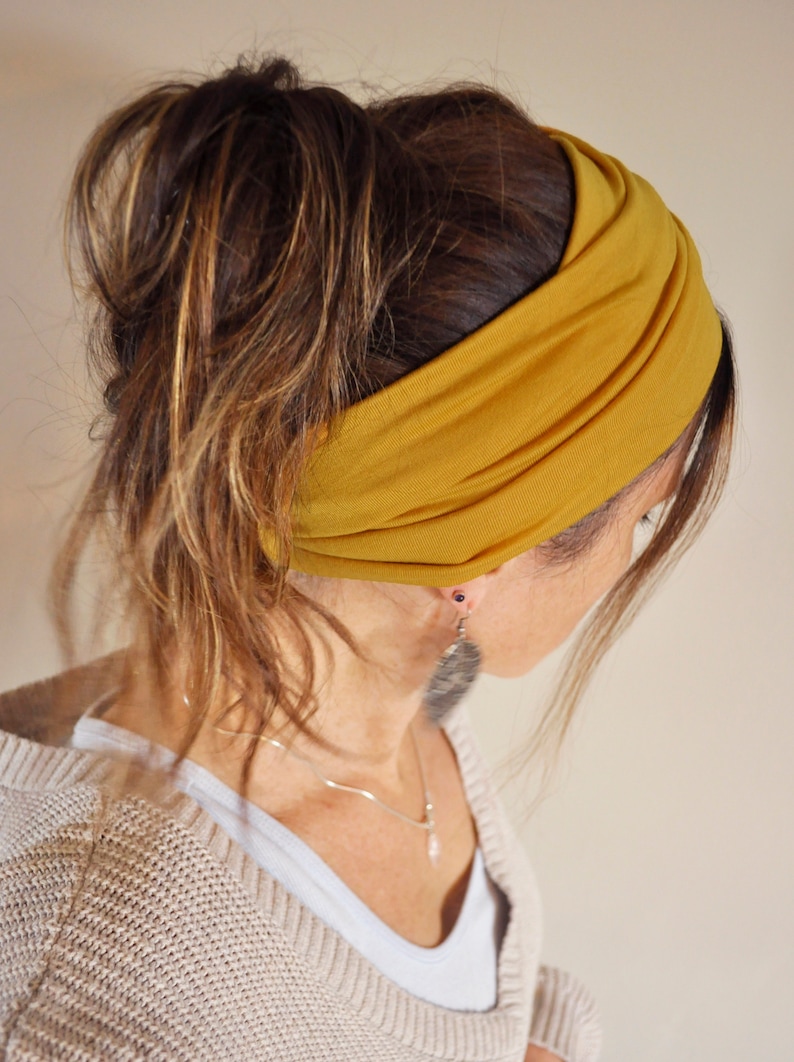 Breites dehnbares Stirnband 17 Farben Superweiches Jersey Stretch Stirnband Extrabreites Stirnband Hippie Haarband Haarschmuck Yoga Bild 3