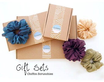 Chiffon Scrunchies Gift Box * Birthday XL Scrunchy Gift Set * Scrunchie Gift * Personalised Gift Box * Chiffon Scrunchies* Gift Set *