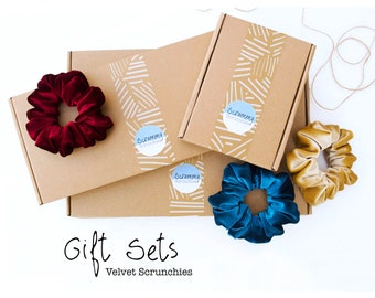 Coffret cadeau chouchous en velours * coffrets cadeaux chouchous en velours de luxe * boîte cadeau chouchou emballée personnalisée * boîte cadeau d'anniversaire chouchou *