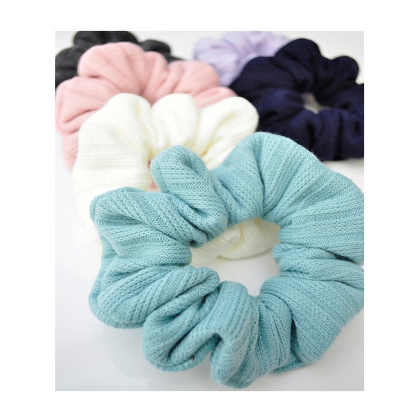 Soft Cosy Knit Scrunchies * Scrunchies Gift Set * Wide Rib Scrunchies * Extra Large Pastel Scrunchies * Oversized Hair Accessories *