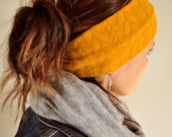 Twist Cable Knit Headband - Soft Jersey Ear Warmer