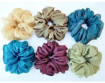 Sheer Chiffon Scrunchies * Soft Oversized Chiffon Scrunchies * Birthday Gift XL Scrunchies Gift Box * Light Weight Scrunchies* Soft Colours