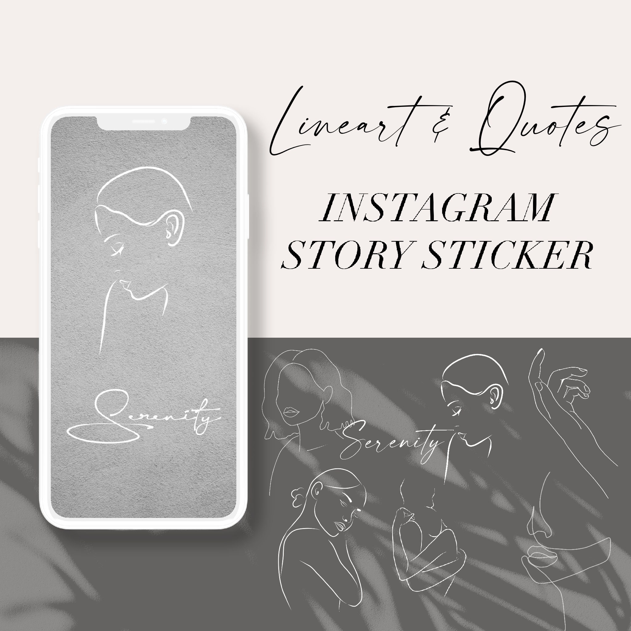 55 Self Love /& Motivation Instagram Story Stickers Blogger Templates lineart Quotes