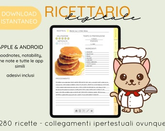 Libro de cocina digital pdf, recetario, planificador de comidas, lista de la compra, cuaderno de recetas