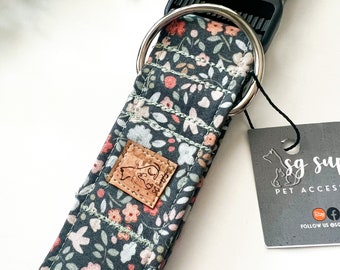 Dear Stella “Buy Myself Flowers” Sage and Floral Fabric cotton Pet Collar
