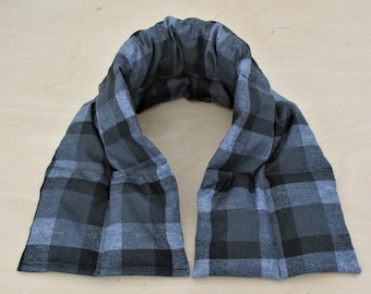 Gift for dad + Gift for father-in-law + Dad birthday gift + Dad Christmas gift + Father's Day gift + Heated neck wrap + Black gray plaid