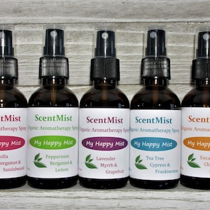 My Happy Mist + Essential oils aromatherapy + Spritzer for neck wrap and eye pillow+ Room spray + Body spray + Linen spray + Gift for her