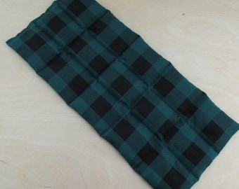 Large 9x20 microwave heating pad + Hot pack cramps + Cold pack + Back pain + Neck Shoulders + Hip Pain + Injury relief + Black/Green Plaid