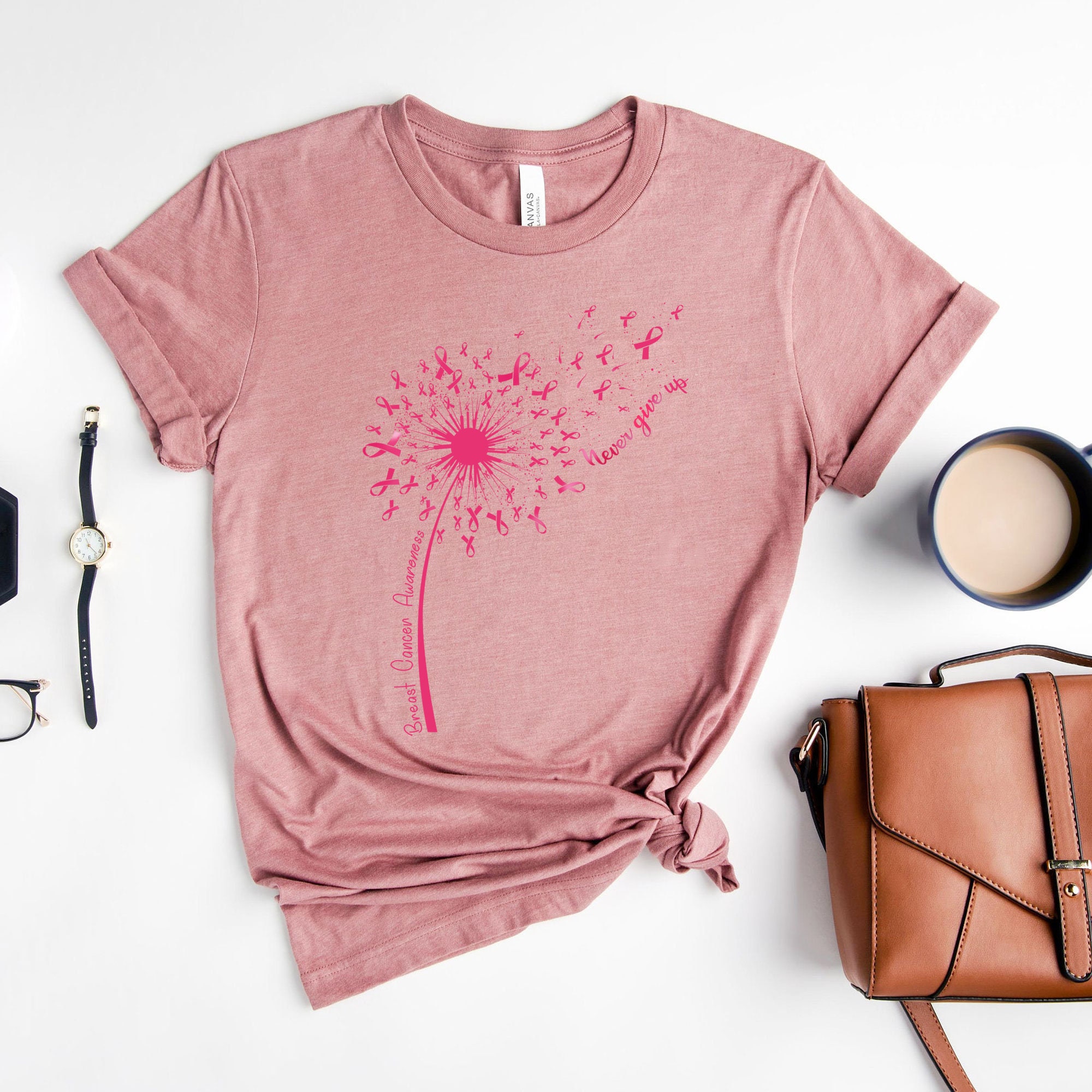 Dandelion Never Give Up Breast Cancer Shirt Breast Cancer | Etsy