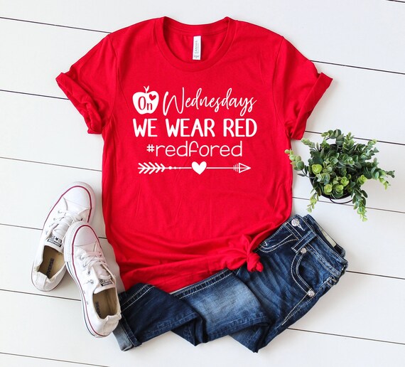 On Wednesdays We Wear Red Shirt Red For Ed Shirt Funny | Etsy