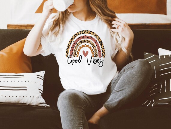 Good Vibes Shirt Leopard Rainbow Shirt 