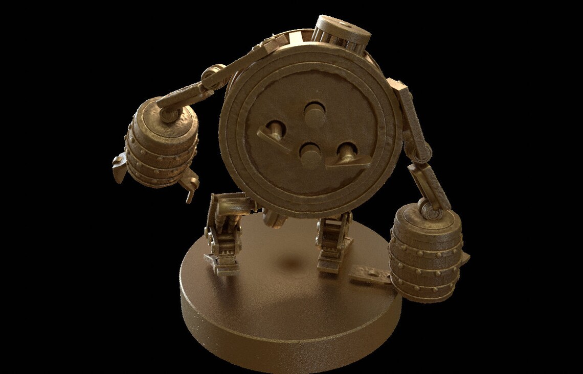 Clock Golem in Premium Bronze Metal or Gray Resin Miniature Etsy