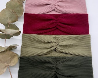 Ripp Jersey Haarband in Altrosa, Bordeaux, Olive oder Khaki