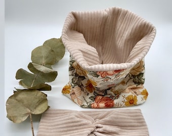 Set headband & snood with floral pattern