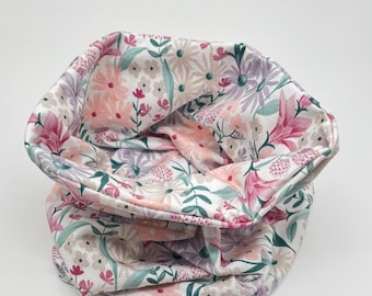 Lightweight loop scarf with spring flowers