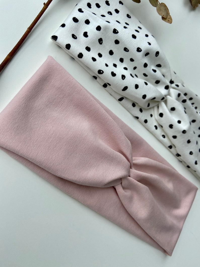 Set of headbands in pale pink and dots image 2