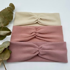 Rib jersey hairband in cream, pink or old pink