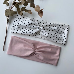 Set of headbands in pale pink and dots image 1