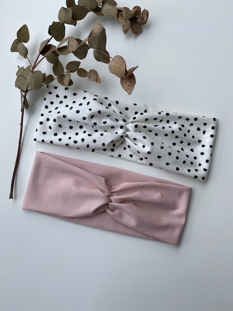 Set of headbands in pale pink and dots image 1