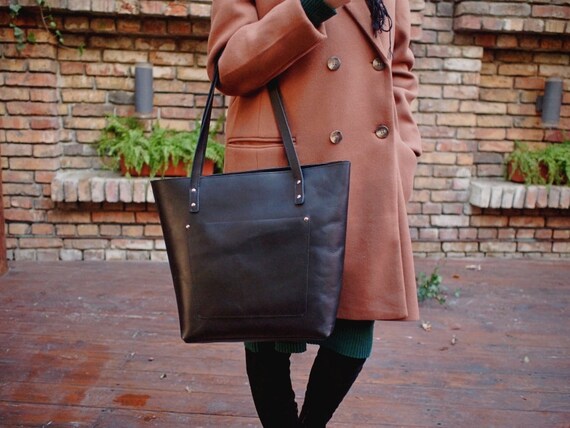 Personalised Leather Tote Bag for Women Tote Bag With Zipper