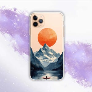 Mountain Lake Art Phone Case: Nature Landscape Design