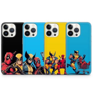 Capa Deadpool Wolverine, capa de super-herói para iPhone 16 Pro Max, 16e, 15, 14, 13, 12, 11, Xr, X, 8, 7 6, SE 2022, Samsung S25, S24, S23 Ultra