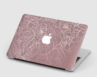 Macbook Case Rose Gold leaf flower Macbook Air 13 M4 Macbook Pro 13 M1 M2 M3 Pink Girly Glamour Macbook Air 15 M4 Mac Pro 14 Pro 16 M2 M3 M4