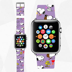 Apple Watchband Cartoon hond leren band band serie 1, 2, 3, 4, 5, 6, 7, 8, 9, 10, SE Anime Apple Watch 38/40/41 mm band band 42/44/45 mm
