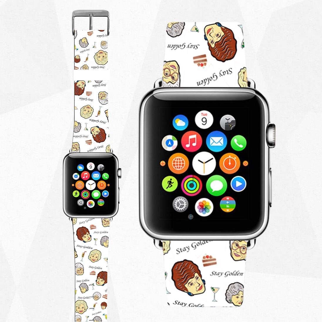 Apple Watch band Golden Girls Leather Watchband Series 1, 2, 3, 4, 5, 6, 7, 8, 9, 10, SE iWatch Strap 38/40/41mm, Watch Band 42/44/45mm