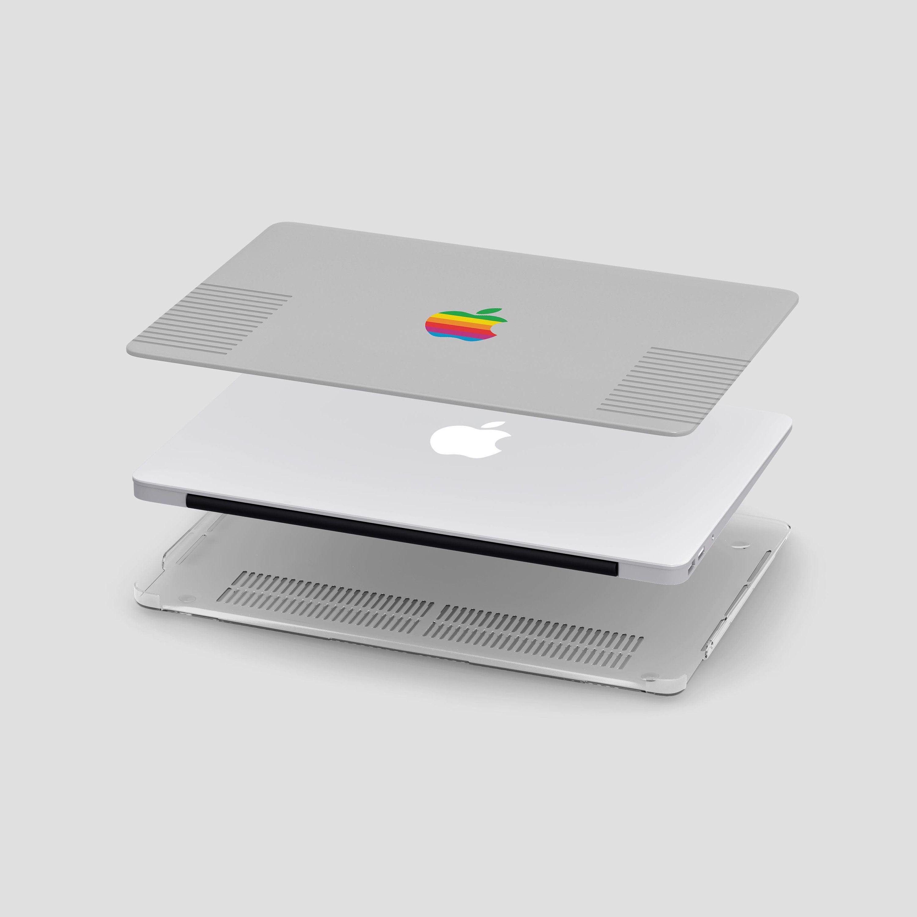 Rainbow Apple MacBook Case: Retro Silver Hard Plastic Cover