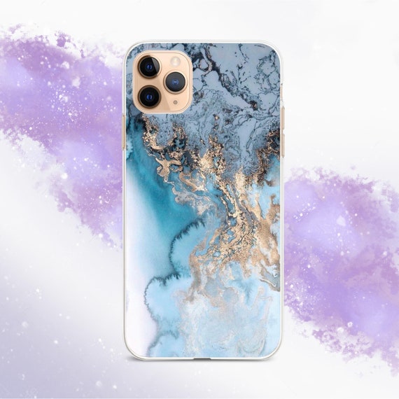 Blue Marble Phone Case: Abstract Gold Art for Phone 17 Pro Max, 16