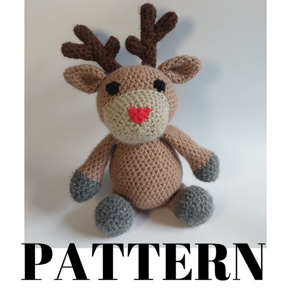 PATTERN - Rocco reindeer, crochet pattern, pattern, gift, Christmas, toy, amigurumi, stuffed animal, reindeer, deer, Christmas crochet